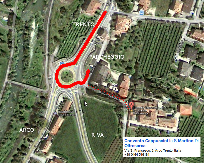 Mappa per arrivare al convento dei cappuccini
